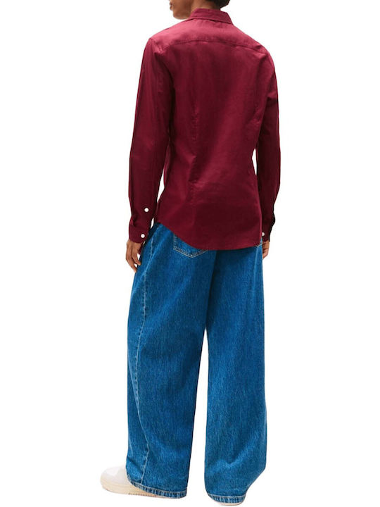 Long-sleeved Cotton Shirt Bordeaux