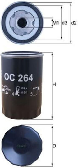 Mahle OC 264 Oil Filter Screw-On Filter Among Others Suitable Coupe B3 89 8B3