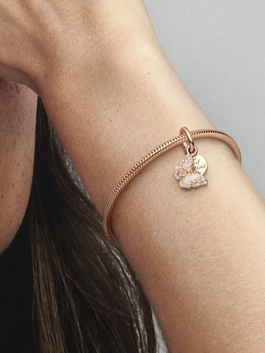 Pandora Charm Schmetterling mit Rosa Vergoldung und Zirkon