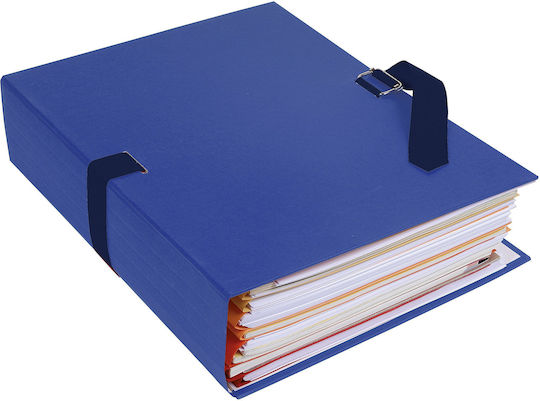 Exacompta 732e Dosar Document Din A4 Cu Spine Extensibil Până La 13 Cm Din Carton Rezistent Copertă Din Material Colorat Albastru Închis Ideal Pentru Hârtiile Tale Documente