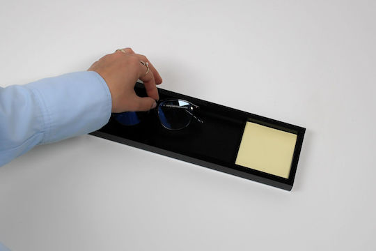 Wedo 631601 Tavă Pentru Pixuri Neagră Organizator De Birou Din Acril Sticlă 2 Compartimente Picioare Din Cauciuc 31 X 9,6 X 1,9 Cm În Cutie Cadou Neagră
