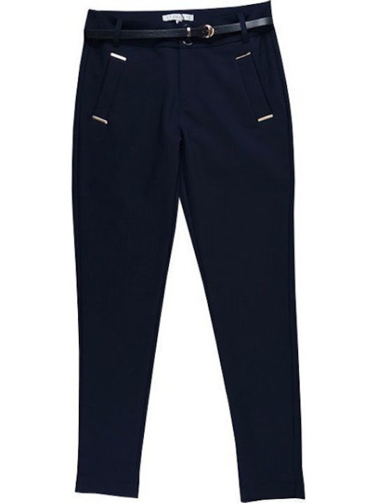 Dama Tesatura Pantaloni cu Croială Dreaptă Dark Blue
