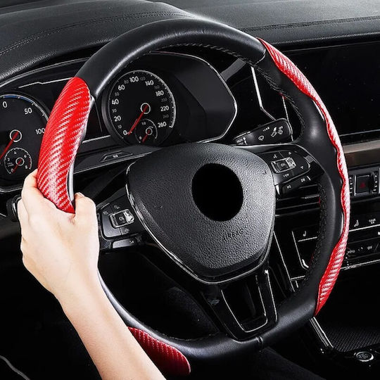 Alista Home Husă Volan Auto cu Diametru 35cm Sintetic Roșu cu Cusătură Roșie