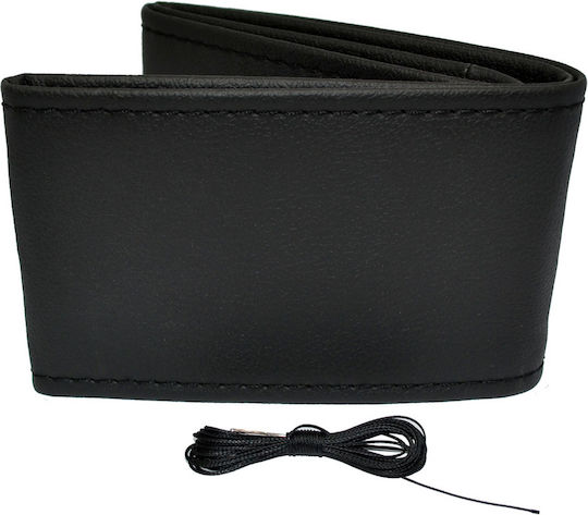 Alista Home Husă Volan Auto cu Diametru 39cm Din Piele Negru cu Cusătură Neagră