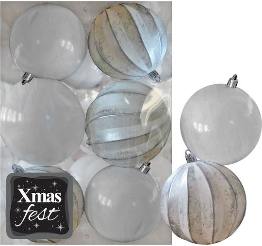 Ornament suspendat Glob Alb 6buc Set 6buc