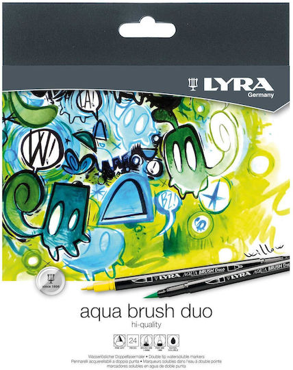 Lyra Aqua Brush Duo Markere de Proiectare 1mm Multicolor 24buc
