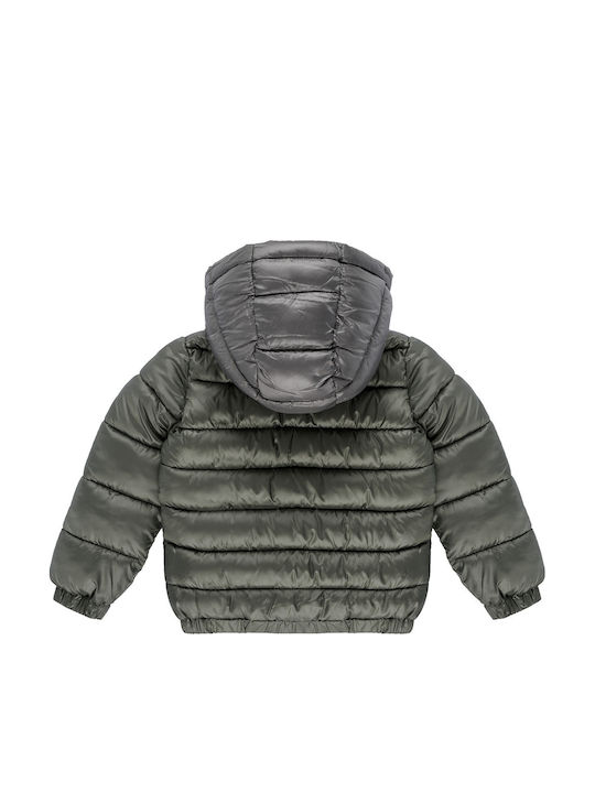 Kids' Quilted Jacket with Hood Khaki