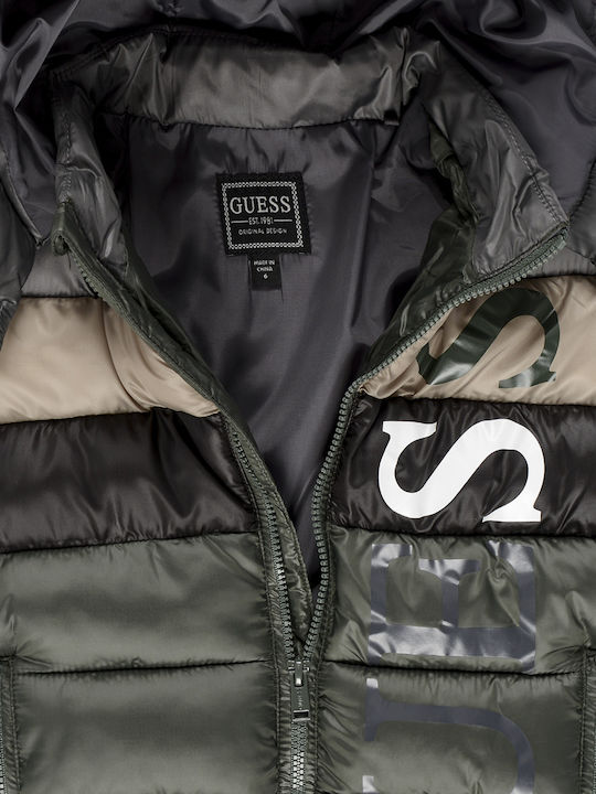 Kids' Quilted Jacket with Hood Khaki