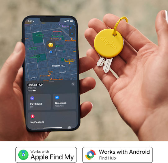 Chipolo Pop Apple Find My & Google Find Hub Yellow With Smartphone Tracking