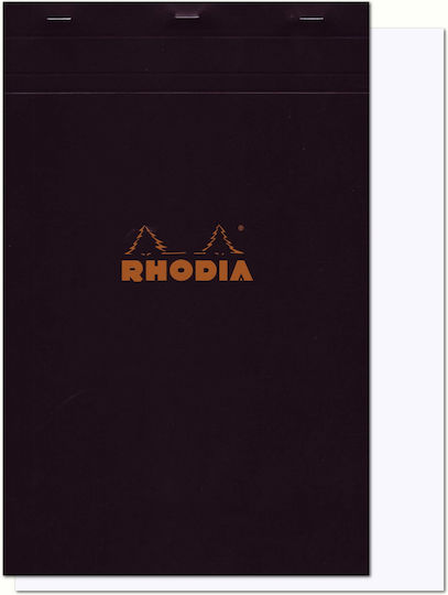 Rhodia Block No19 Σημειωματάριο Α4 80 Φύλλων με Λευκές Σελίδες Μαύρο