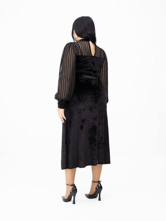 Rochie Midi De Seară Din Catifea Neagră