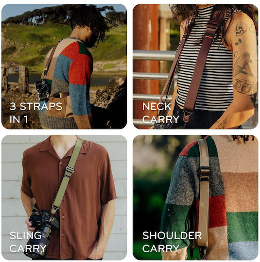 Peak Design Slide Lite Camera Strap Kelp Configurable as Sling Neck Shoulder Strap Quick Release Connection Smooth Grippy Side Camera Straps Photographers 90.7 Kg