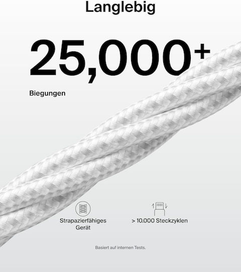 Belkin 2-Pack Braided USB 2.0 Cable USB-C Male - USB-A 15W White 1.5m