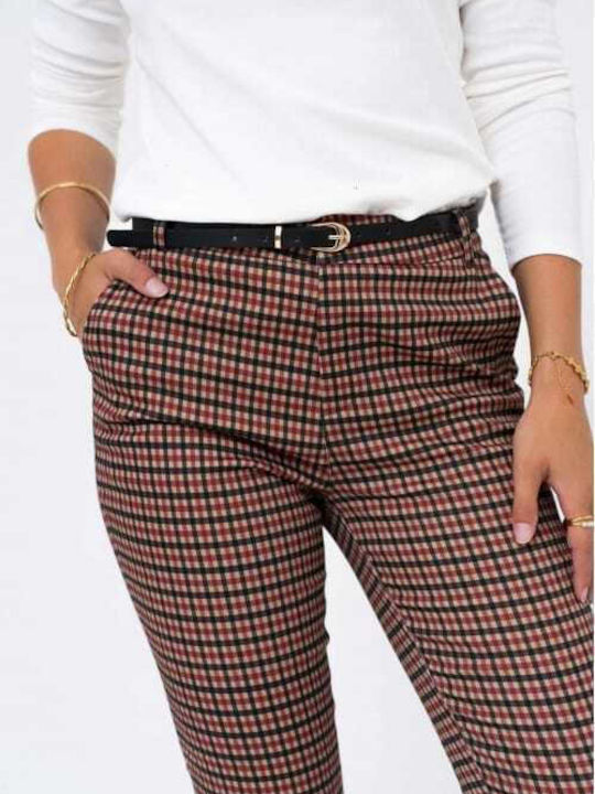 Damen Stoff Hose Geprüft Checkered
