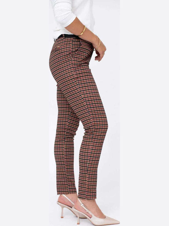 Damen Stoff Hose Geprüft Checkered