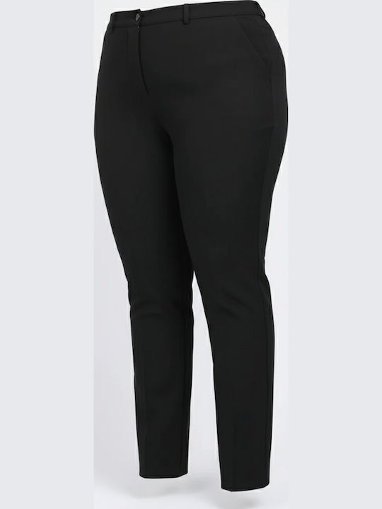 Women's Fabric Trousers Regular Fit Black