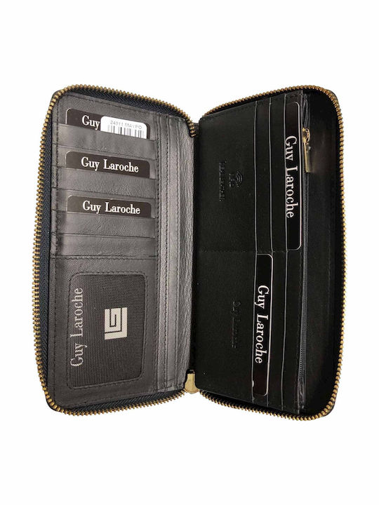 Großes Leder Damenbrieftasche mit RFID Schwarz