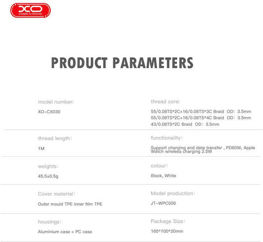 Xo Wireless 2in1 Apple Watch + Type-c Cx030 Schwarzes