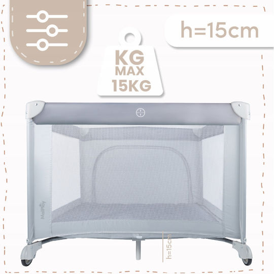 MalPlay Baby Playpen with Mattress Grey 100x100cm
