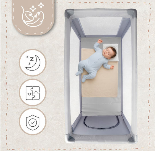 MalPlay Baby Playpen with Mattress Grey 120x60cm