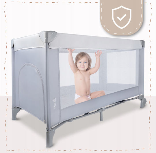 MalPlay Baby Playpen with Mattress Grey 120x60cm