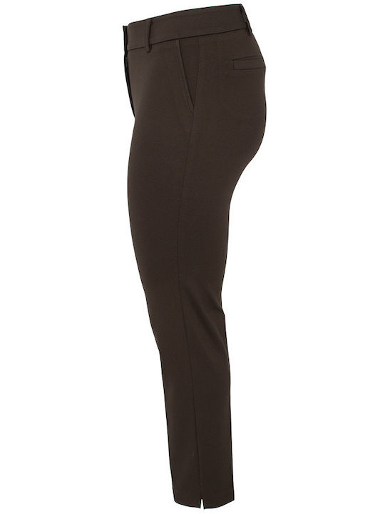 Women's Fabric Trousers Slim Fit Brown