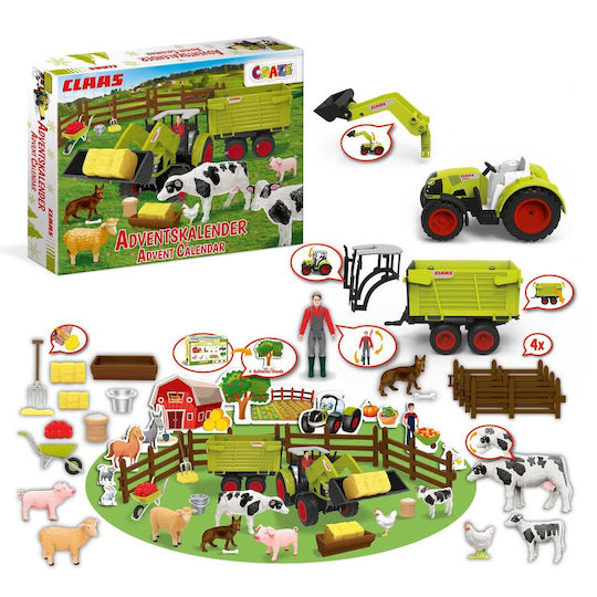 Craze Advent Calendar Children Claas Toy Advent Calendar Boys Farm Figures Tractor 24 Surprises Children From 3 Years