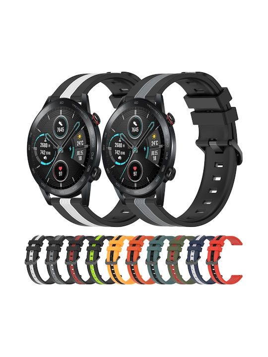 Two-Tone Silicone Watch Strap Honor Magic Watch 2 46mm 22mm Black+Grey