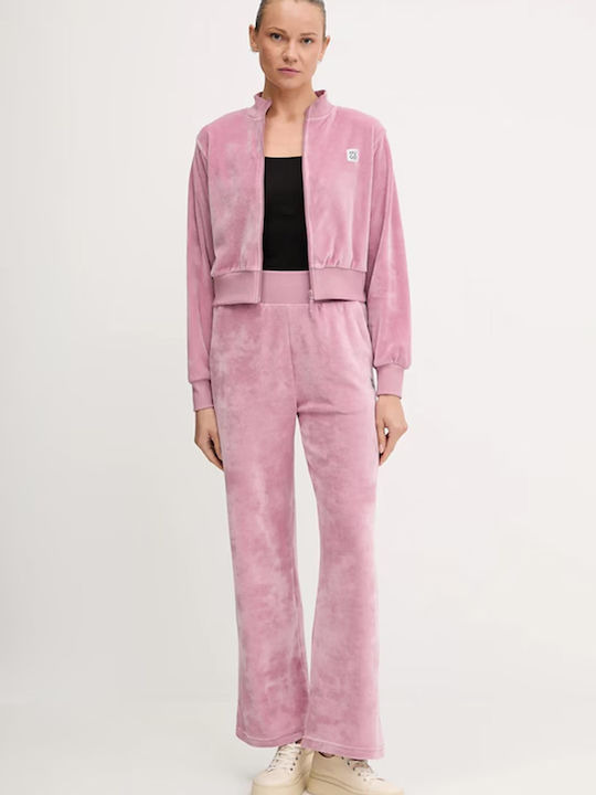Women's Sweatshirt Jacket Velvet Pink