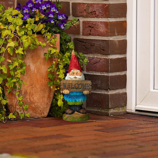 Relaxdays Relaxdays Garden Gnome Welcome Weatherproof Artificial Stone Garden Front Door & Flower Bed Classic Design Garden Figure Colorful