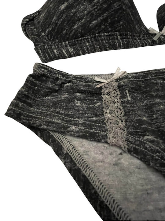 Jadea Spitzen Unterwäsche-Set für Damen BH mit Schlupf Black