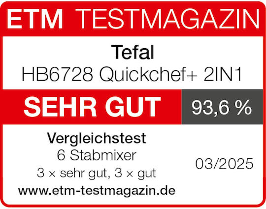 Tefal Quickchef+ Ръчен Блендер с Аноскидоста Пръчка 1000W Черен