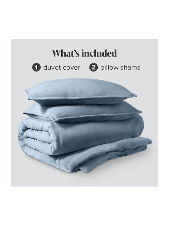 My Home Luxury Duvet Cover Set Queen with 2 Pillowcases 220x240 Sky Blue