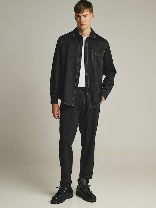Men's Elastic Jeans Pants with Loose Fit Black