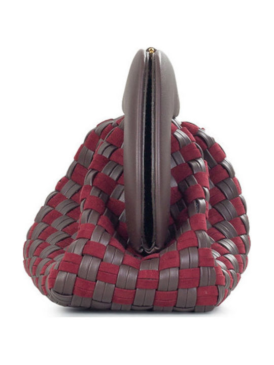 Damenhandtasche / Schultertasche aus Wildleder Burgunderrot