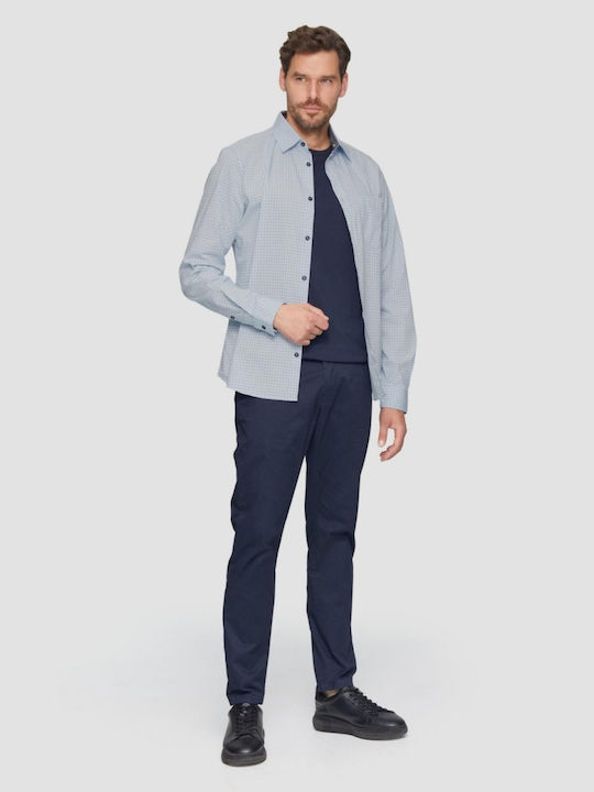 Long-sleeved Cotton Shirt Polka Dot Light Blue