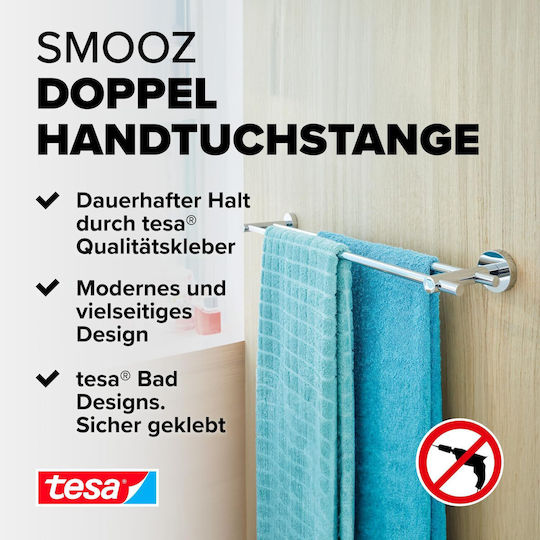 Tesa Double Wall-Mounted Bathroom Rail Silver