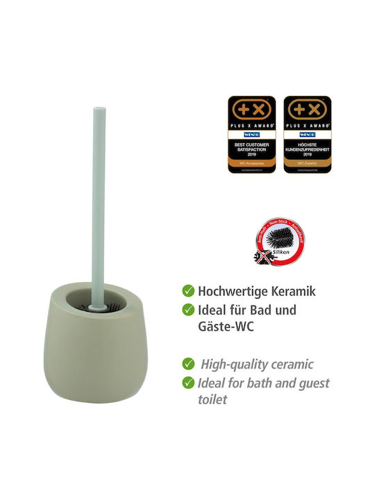 Wenko Ceramic Toilet Brush and Basket Set Green