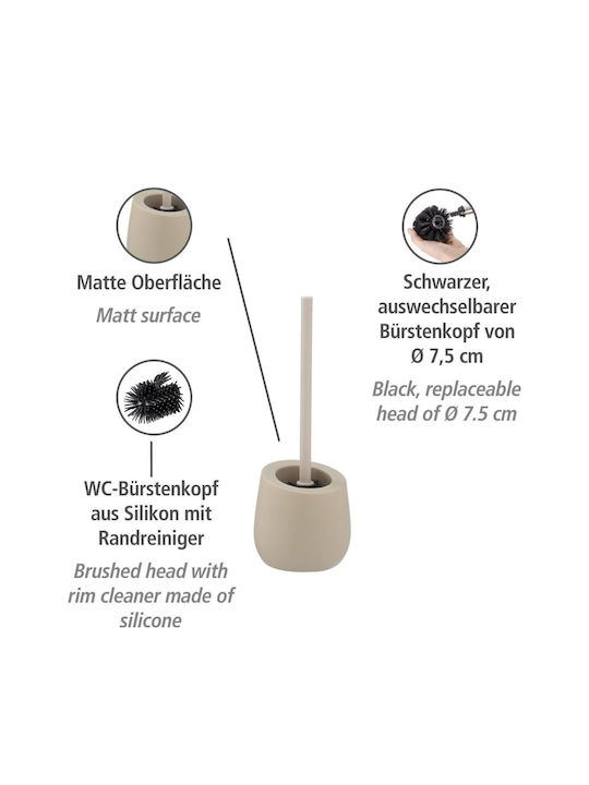 Wenko Ceramic Toilet Brush and Basket Set Beige