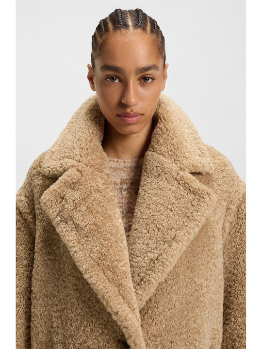 Women's Beige Coat Teddy