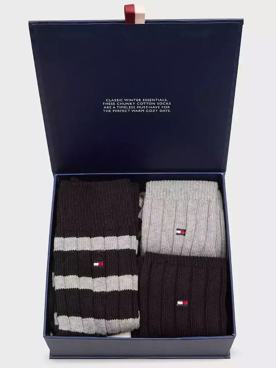 Tommy Hilfiger Herren Einfarbige Socken Black/Grey 3Pack