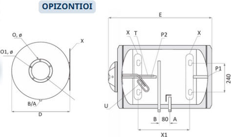 Bartec Θερμοσίφωνας 60lt Glass Οριζόντιος 3kW