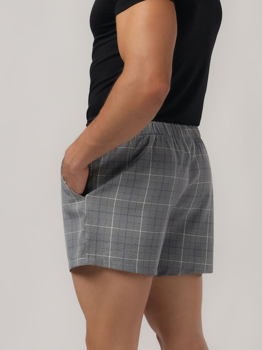 Herren Boxershorts Grey Checkered Kariert 1Packung