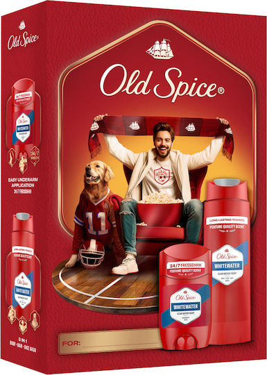 Whitewater Skin Care Set for Body Cleaning Old Spice Sports Fan Gift Set for Men With Deodorant Stick and Shower Gel Whitewater 24-Hour Freshness for Daily Use Scent With Quality Long-Lasting Fragrance 2 Pieces