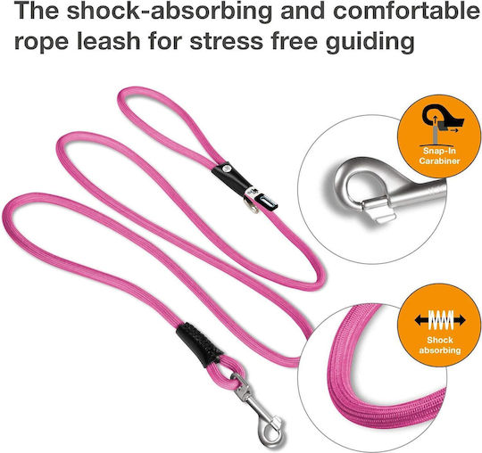 Curli Каишка/Водач за Куче Каишка STRETCH COMFORT LEASH в Розов цвят 1.8m