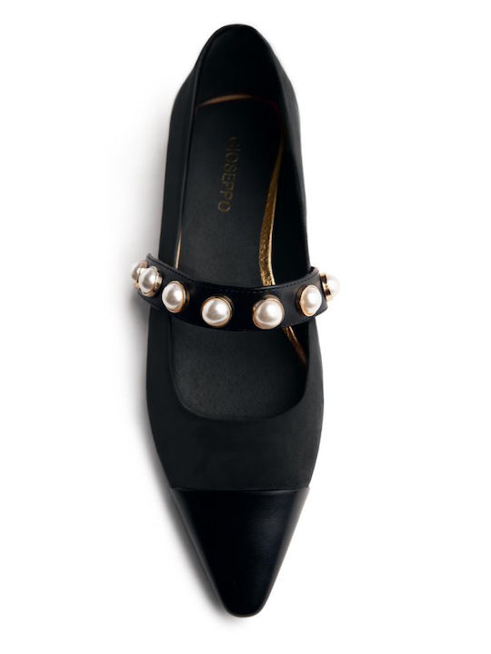 Synthetic Leather Ballerinas With strap Black