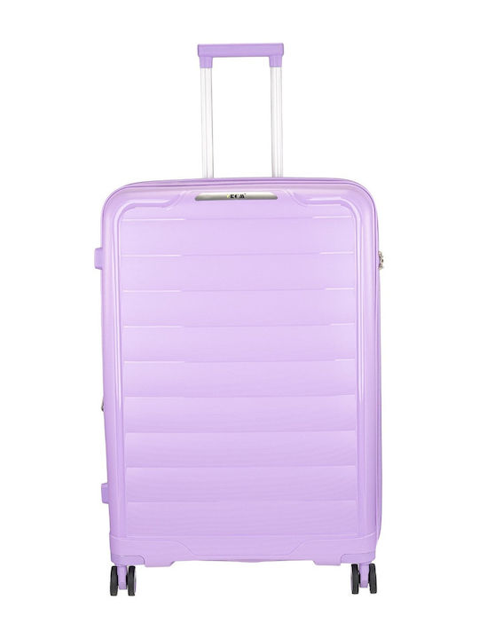 RCM Large Hard Purple Suitcase With 4 Wheels Height 76cm