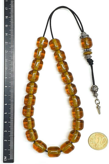 Roloi Komboloi Resin Worry Beads with 21 Beads Honey 32cm