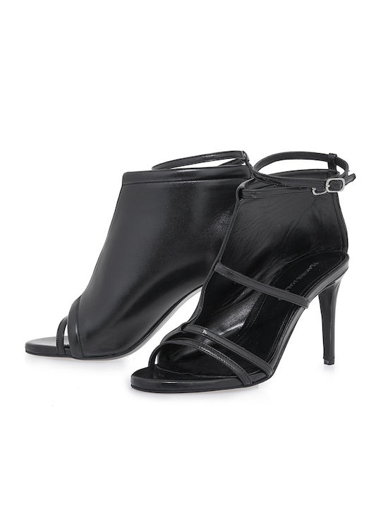Leder Stiefeletten Damen Schwarz
