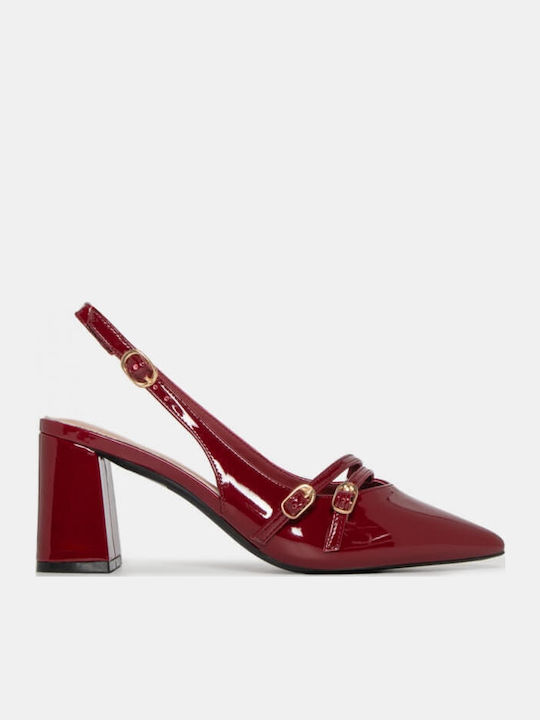 Pumps mit Riemchen Burgundisch